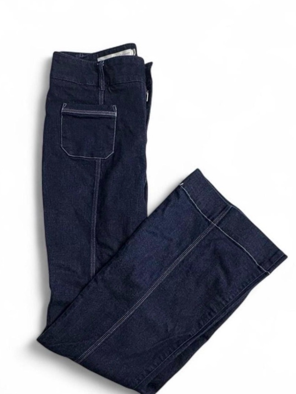 Pilcro and the Letterpress High Rise Flare Jeans Contrast Stitch Dark Wash Sz 29